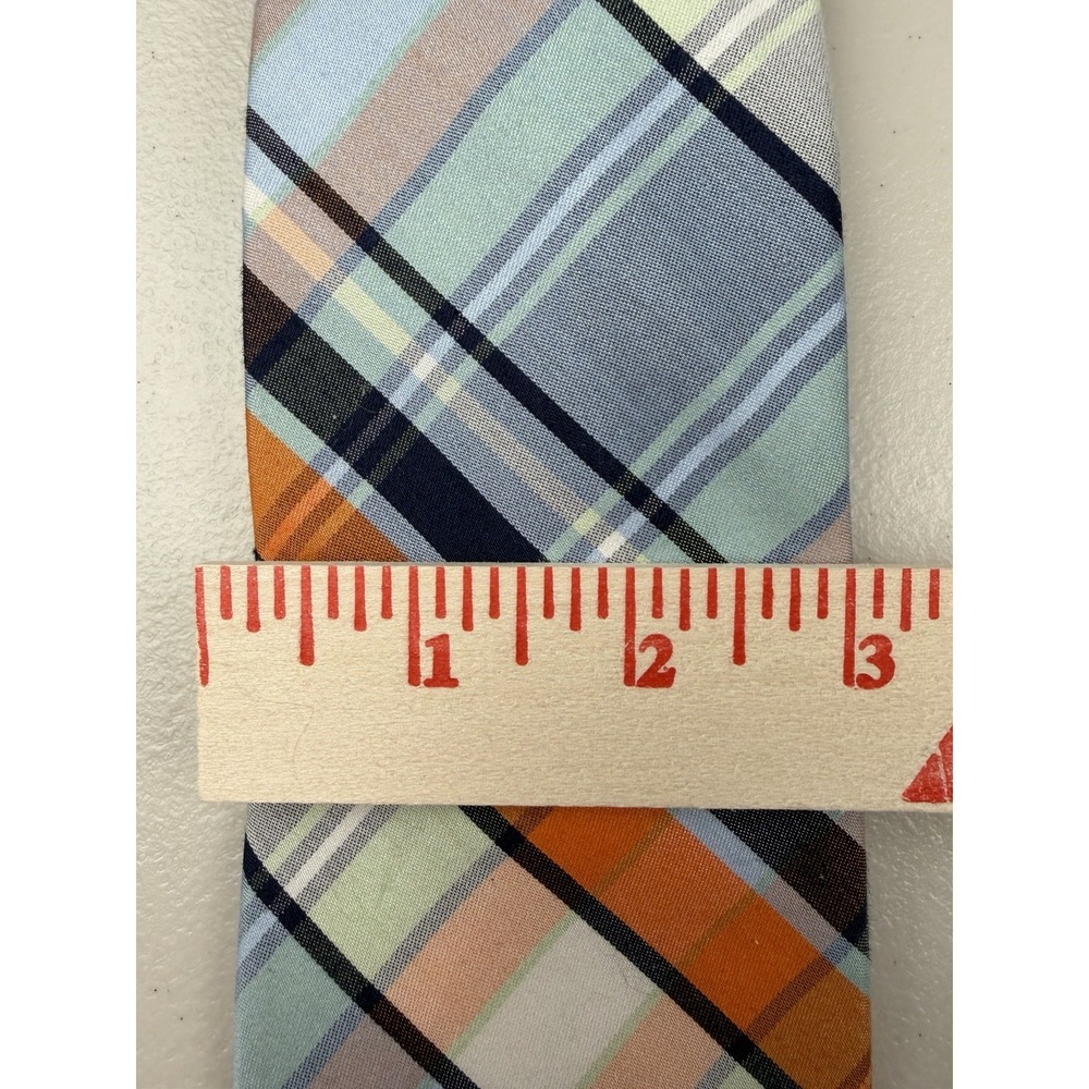 Tommy Hilfiger Mens Neck Tie Plaids & Checks Orange Blue‎ - Picture 3 of 3